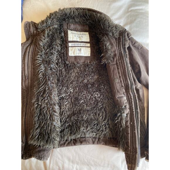 Abercrombie & fitch Adirondack jacket mens medium brown heavy faux fur lined y2k - Picture 11 of 11